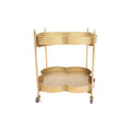 Storied Home Clover Shaped 2-Tier Hammered Metal Bar Cart with Wheels