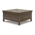 Signature Design by Ashley Moriville Rustic Hinged and Lift Top Cocktail Table with Hidden Storage, Light Brown